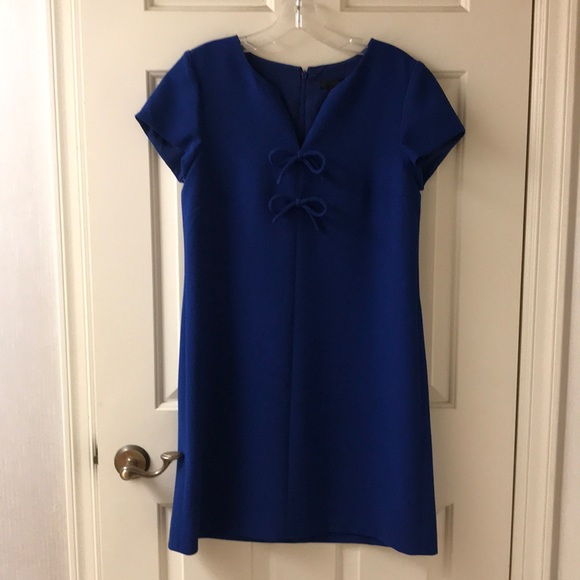 J Crew royal blue mod mini dress with bow details - Picture 2 of 5